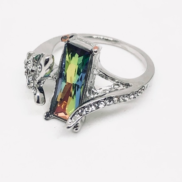 Silver Plated Mystic Topaz Ring And Necklace Set - Picture 9 of 12